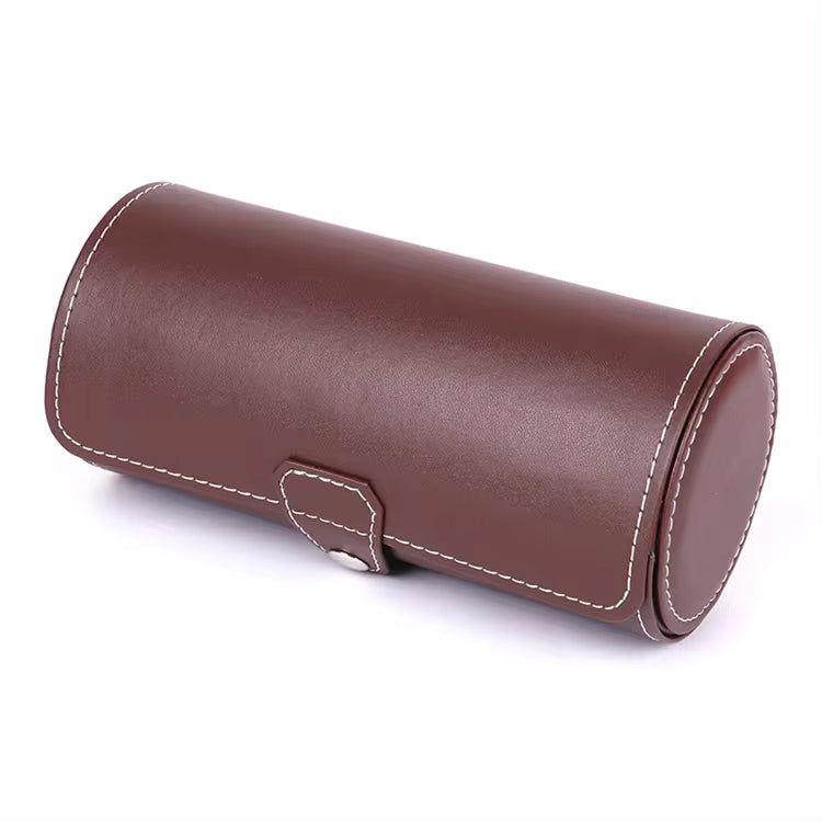 Brown PU Leather Watch Roll Box