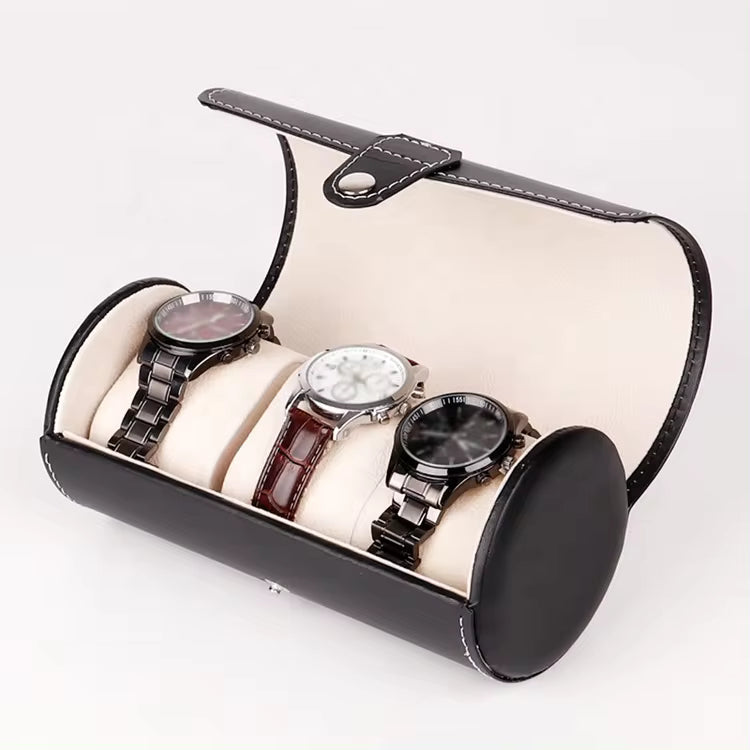 Brown PU Leather Watch Roll Box